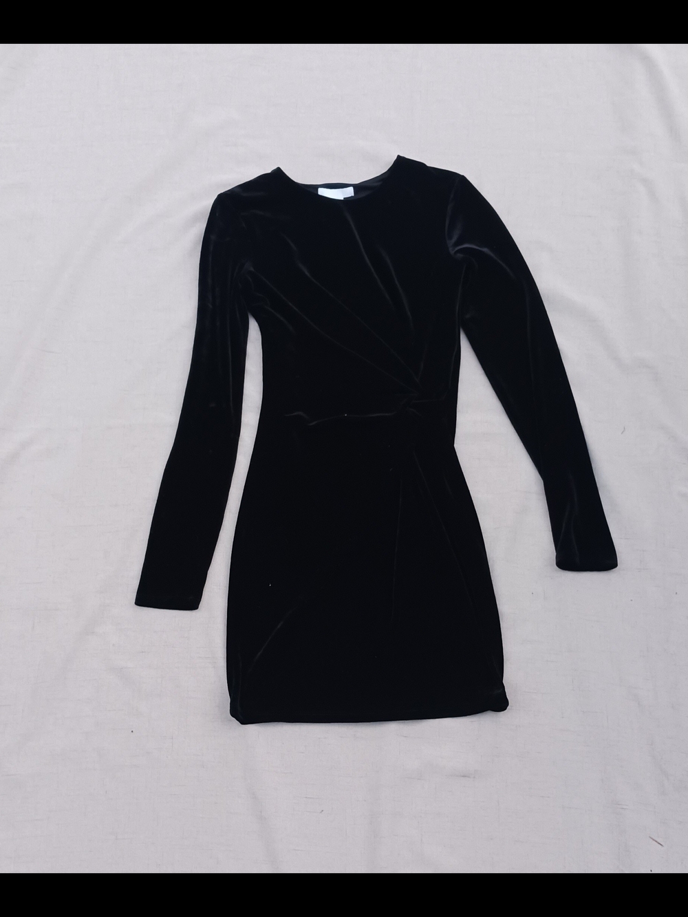 H&M Black Velvet Long-Sleeve Mini Dress